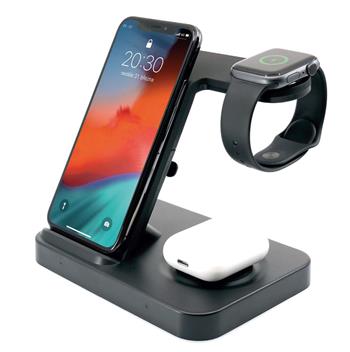 FIXED Powerstation stand with wireless charging for up to 3 devices, black, unpacked