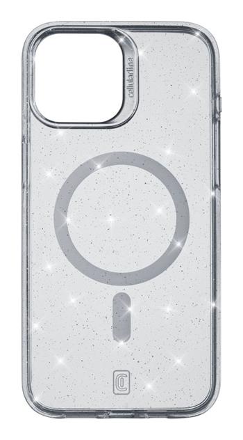 Třpytivý zadní kryt Cellularline Sparkle Mag s podporou Magsafe pro Apple iPhone 15, čirý