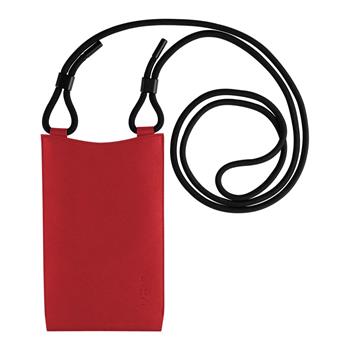 Taštička cez rameno s vreckom FIXED Verona s čiernou šnúrkou pre mobilné telefóny do 7", červená