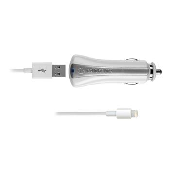 CellularLine Autoladegerät mit USB-Ausgang + Lightning USB-Kabel, MFI, 1A, weiß